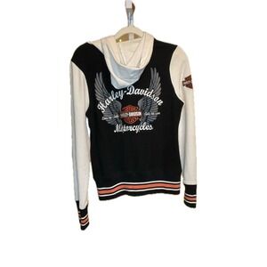 Harley-Davidson Women Varsity Zip Hoodie Medium Biker Moto Retro Edgy Embroidery